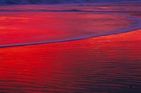 Beach Reflection #2,Sunset, Red, Santa Cruz